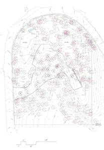 This site survey shows trees slated for removal and the location of tree protection fencing.